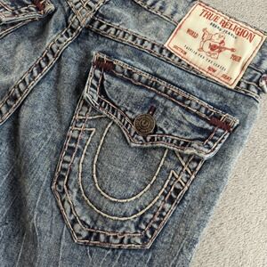 True Religion Ricky Super T Jeans Mens 32x30 Blue Acid Wash Grunge Punk Y2K